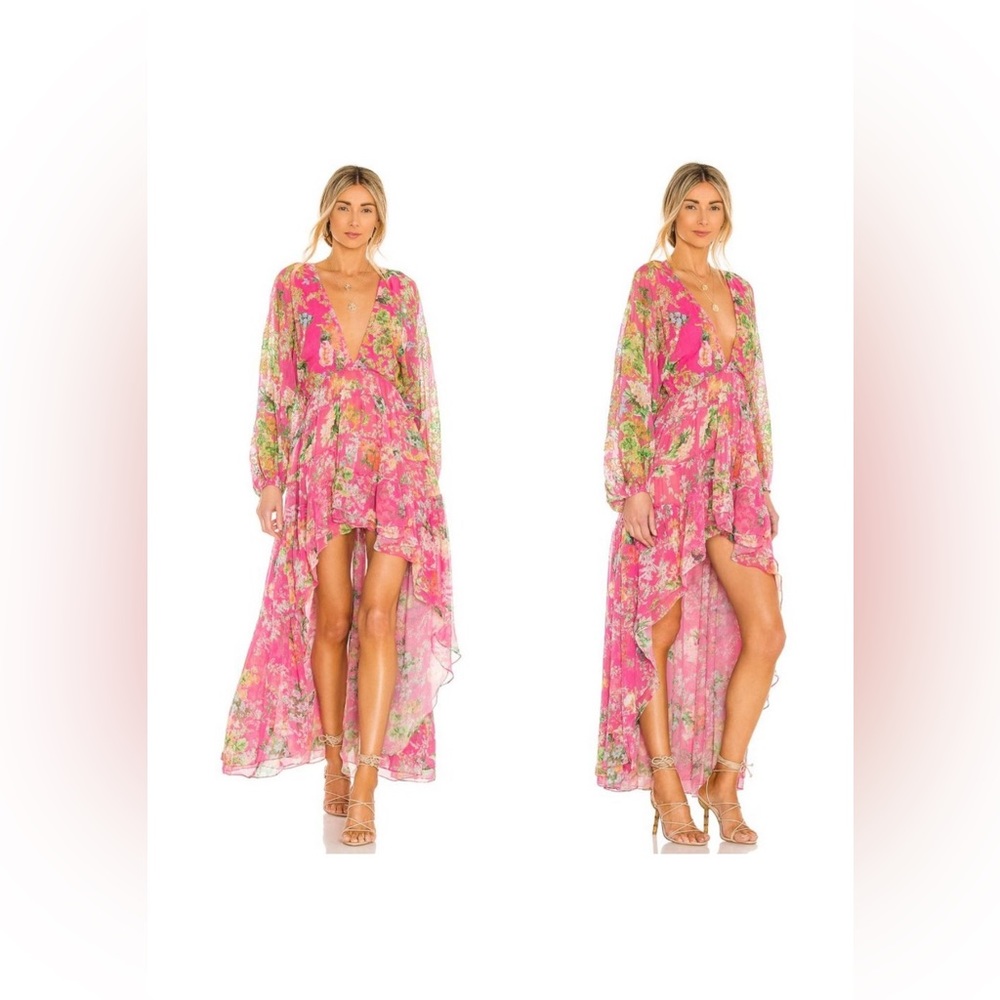 Hemant & Nandita Miyu high low pink dress, size Small